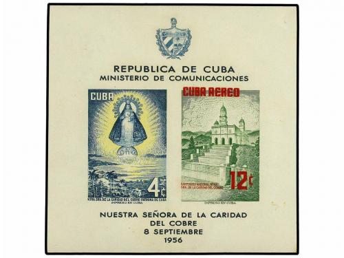 * CUBA. Ed. 673. 1956. Hojita bloque color ROJO DESPLAZADO A