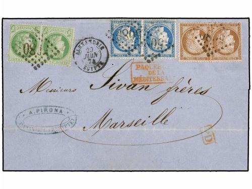 ✉ LEVANTE: CORREO FRANCES. 1874. ALEXANDRIE to FRANCE. Folde