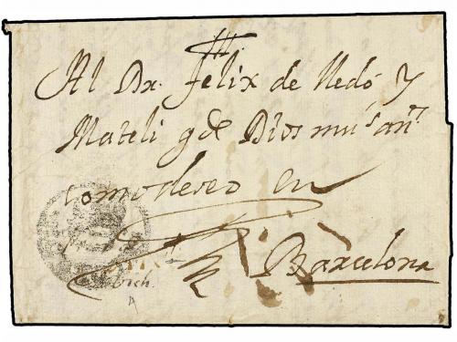✉ ESPAÑA: PREFILATELIA. 1733 (27 Junio). Carta fechada pero 