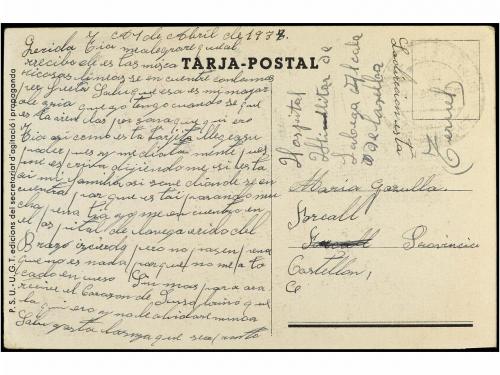 ✉ ESPAÑA GUERRA CIVIL. 1938. Tarjeta Postal ilustrada enviad