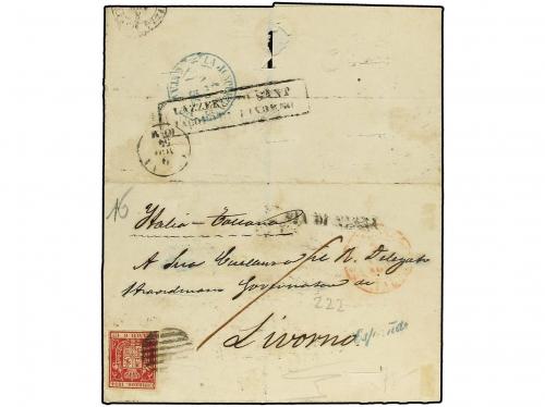 ✉ ESPAÑA. Ed. 24. 1854 (3 Agosto). BARCELONA a LIVORNO (Ital