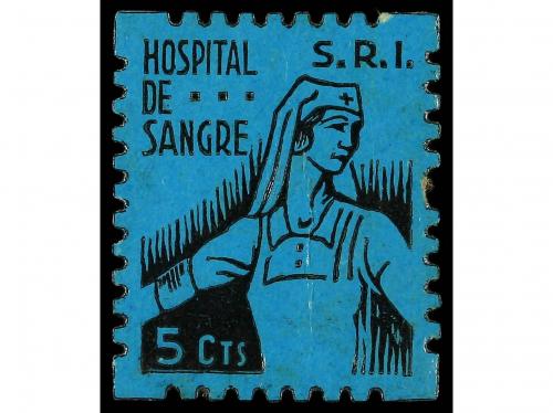 ESPAÑA GUERRA CIVIL. S.R.I. HOSPITAL DE SANGRE. 5 cts. negro