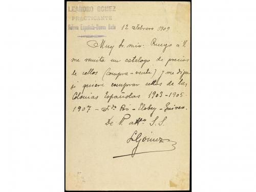 ✉ COLONIAS ESPAÑOLAS: GUINEA. 1909. BATA a BERLÍN. Entero Po