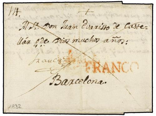 ✉ ESPAÑA: PREFILATELIA. 1832 (13 Abril). Carta sin lugar de 