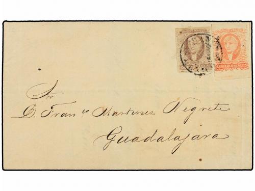 ✉ MEXICO. Sc. 4, 5. 1861. MÉXICO a GUADALAJARA. 4 reales roj