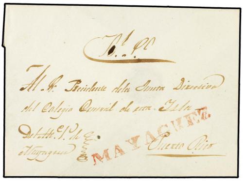 ✉ PUERTO RICO. (1845 ca.). Sobre circulado de MAYAGUEZ a SAN