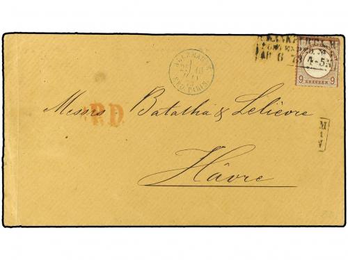 ✉ ALEMANIA. 1873. Cover franked with scarce 9Kr lilac brown