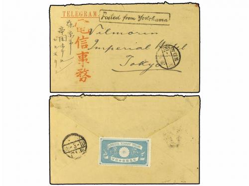 ✉ JAPON. 1910. Telegram envelope to the "Imperial Hotel Toky