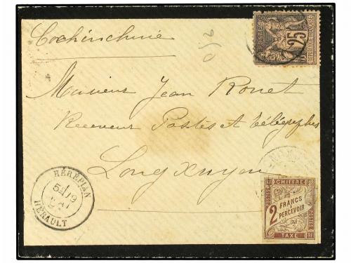 ✉ INDOCHINA FRANCESA. 1893. Mourning envelope to FRENCH CHIN