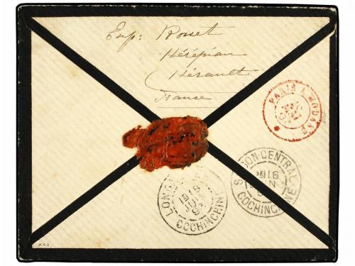 ✉ INDOCHINA FRANCESA. 1893. Mourning envelope to FRENCH CHIN