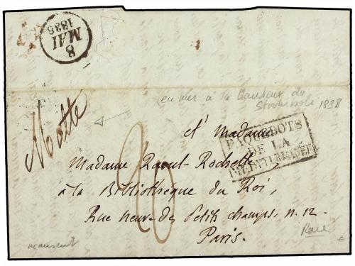 ✉ MALTA. 1838. Stampless envelope addressed to PARIS written