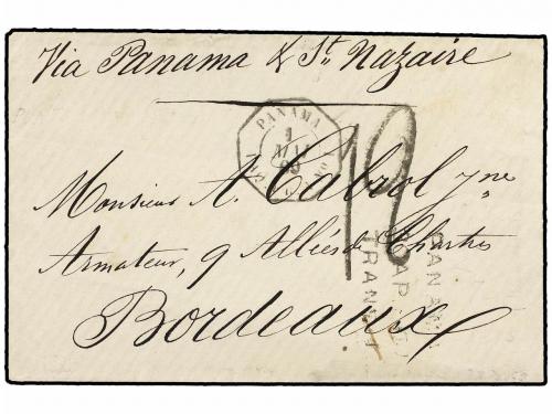✉ PANAMA. 1869. Sobre sin texto circulado a Francia con fech