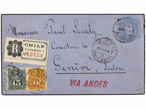 ✉ CHILE. Sc. 29, 30. 1897. VALPARAISO a GINEBRA (Suiza). Ent
