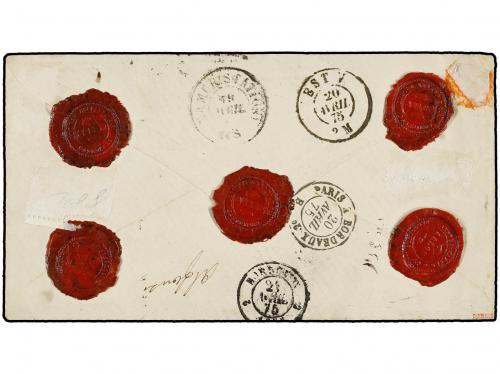 ✉ BELGICA. 1875. ARLO to FRANCE. Envelope franked with 10 c