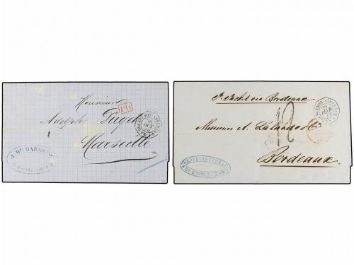 ✉ ARGENTINA. 1870-72. ARGENTINA a FRANCIA. Dos cartas con fe
