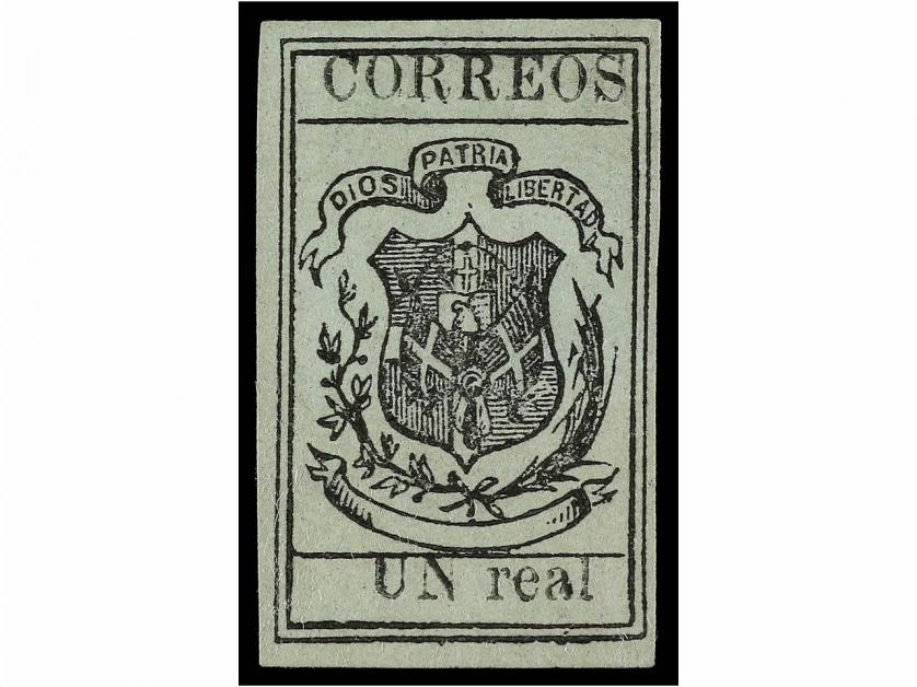 (*) REPUBLICA DOMINICANA. Sc. 7. 1866. 1 real negro s. verde