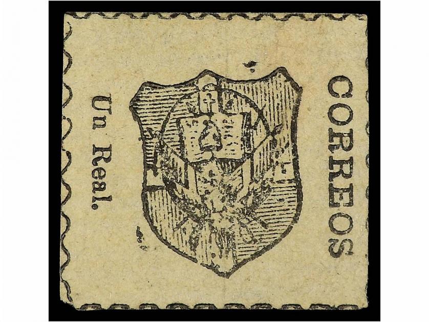 (*) REPUBLICA DOMINICANA. Sc. 4. 1865. 1 real negro s. antea