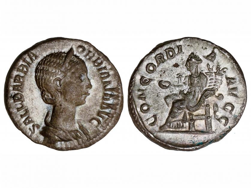 IMPERIO ROMANO. Denario. Acuñada el 222-235 d.C. ORBIANA. An