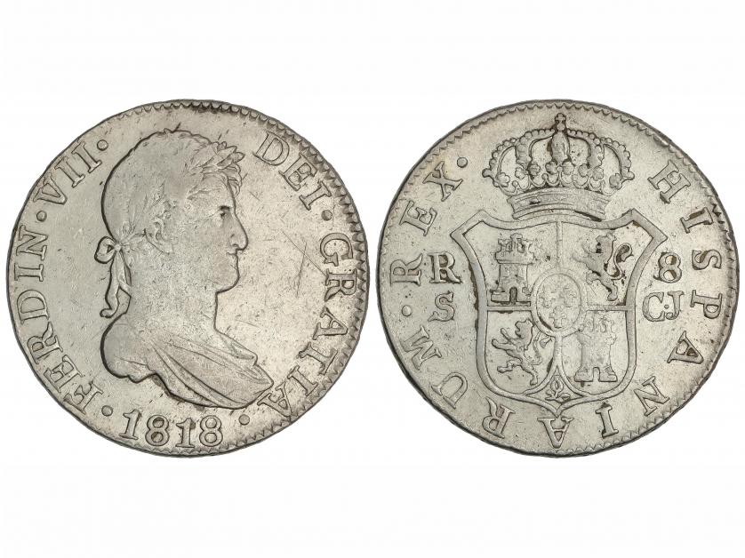FERNANDO VII. 8 Reales. 1818. SEVILLA. C.J. 26,68 grs. (Golp