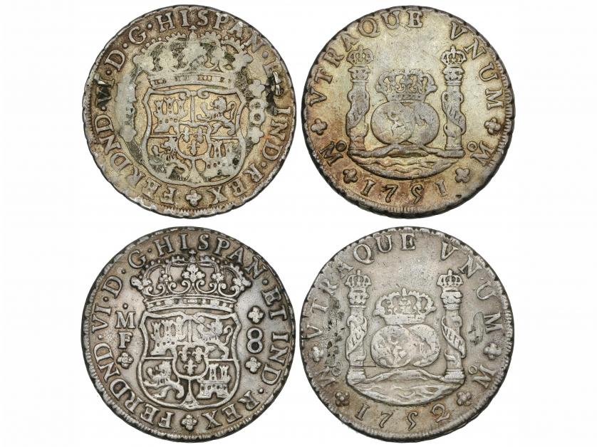 FERNANDO VI. Lote 2 monedas 8 Reales. 1751, 1752. MÉXICO. M.