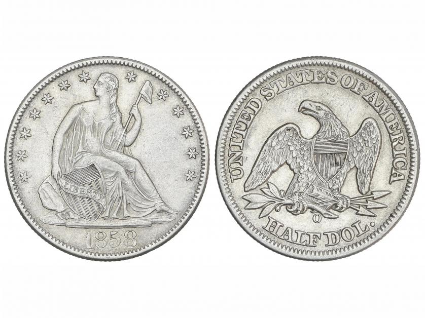 ESTADOS UNIDOS. 1/2 Dollar. 1858-O. NEW ORLEANS. 12,34 grs. 