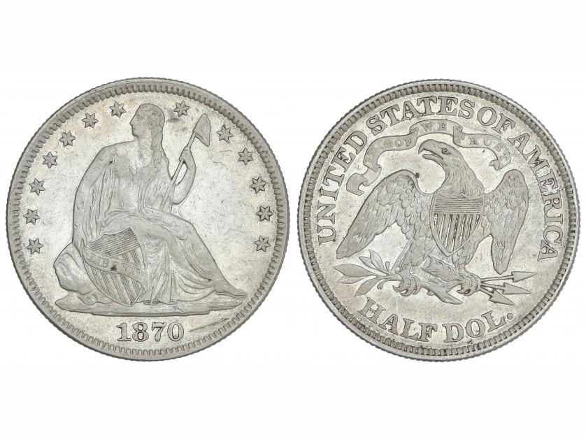 ESTADOS UNIDOS. 1/2 Dollar. 1870. 12,34 grs. AR. Tipo Seated