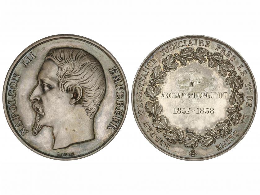 FRANCIA. Medalla. 1857-1858. NAPOLEÓN III. BUREAU D´ ASSISTA