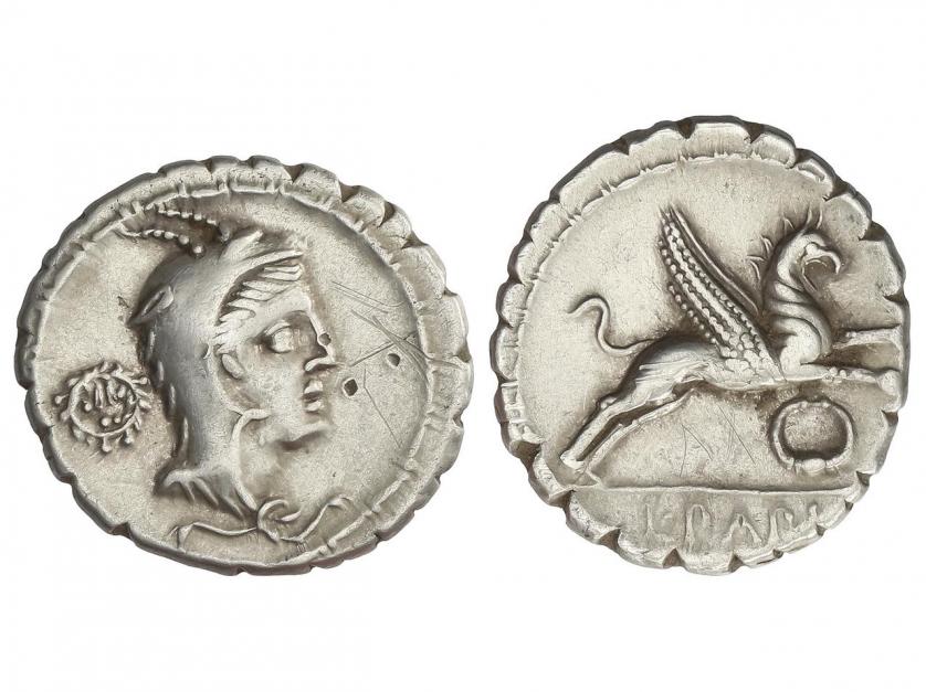REPÚBLICA ROMANA. Denario. 79 a.C. PAPIA. L. Papius. Anv.: C