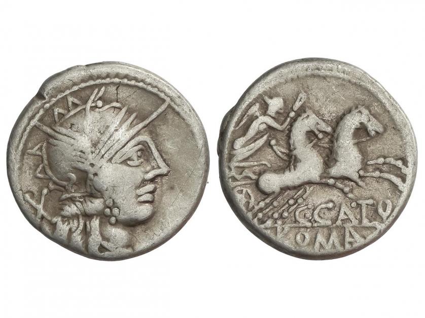 REPÚBLICA ROMANA. Denario. 123 a.C. PORCIA. C. Porcius Cato.