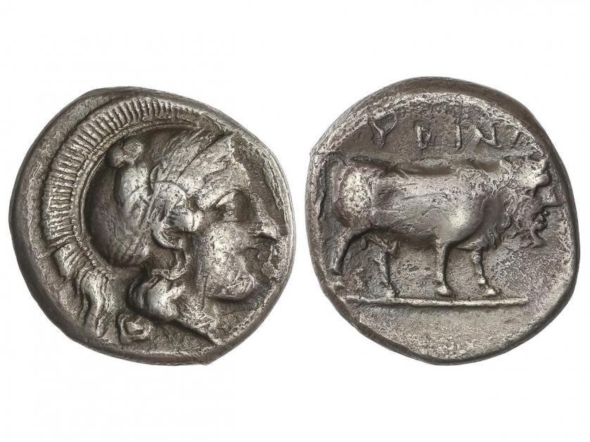 MONEDAS GRIEGAS. Didracma. 405-385 a.C. HYRIA. CAMPANIA. Anv