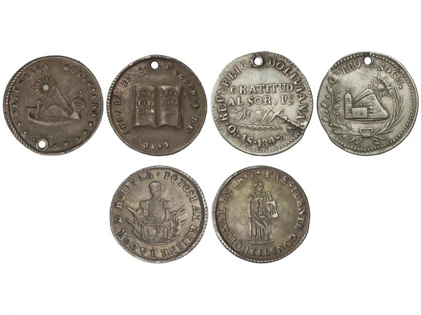 BOLIVIA. Lote 3 medallas. 1840, 1849 y 1851. POTOSÍ (2), ORU