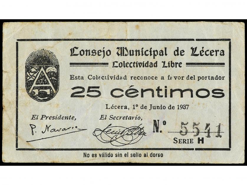 ARAGÓN-FRANJA DE PONENT. 25 Céntimos. 1 Junio 1937. CONSEJO 