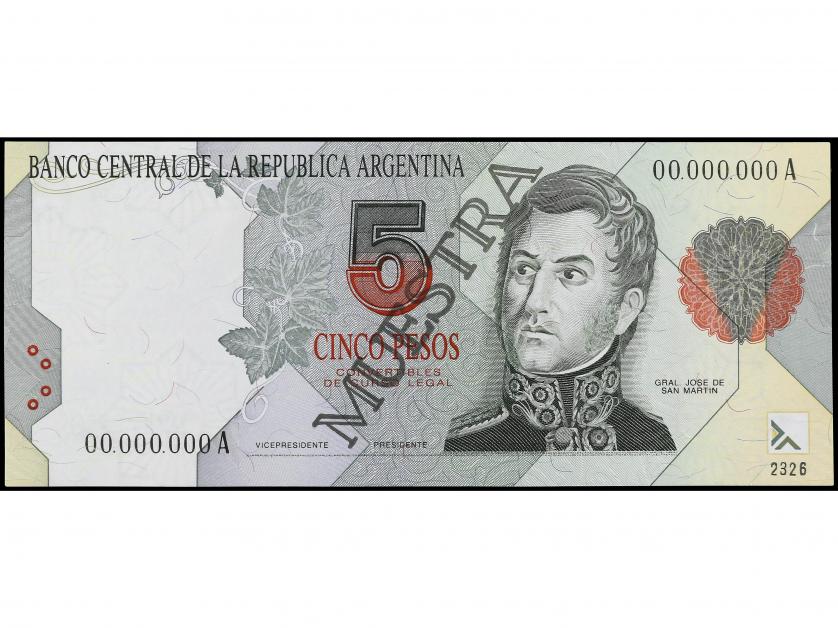 BILLETES EXTRANJEROS. Specimen 5 Pesos. ARGENTINA. José de S