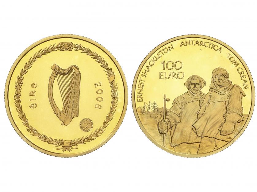 IRLANDA. 100 Euro. 2008. 15,53 grs. AU. Expedición Antártica