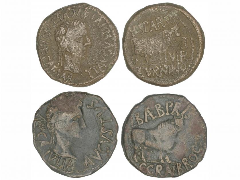 MONEDAS HISPÁNICAS. Lote 2 monedas As. 27 a.C.-36 d.C. ÉPOCA