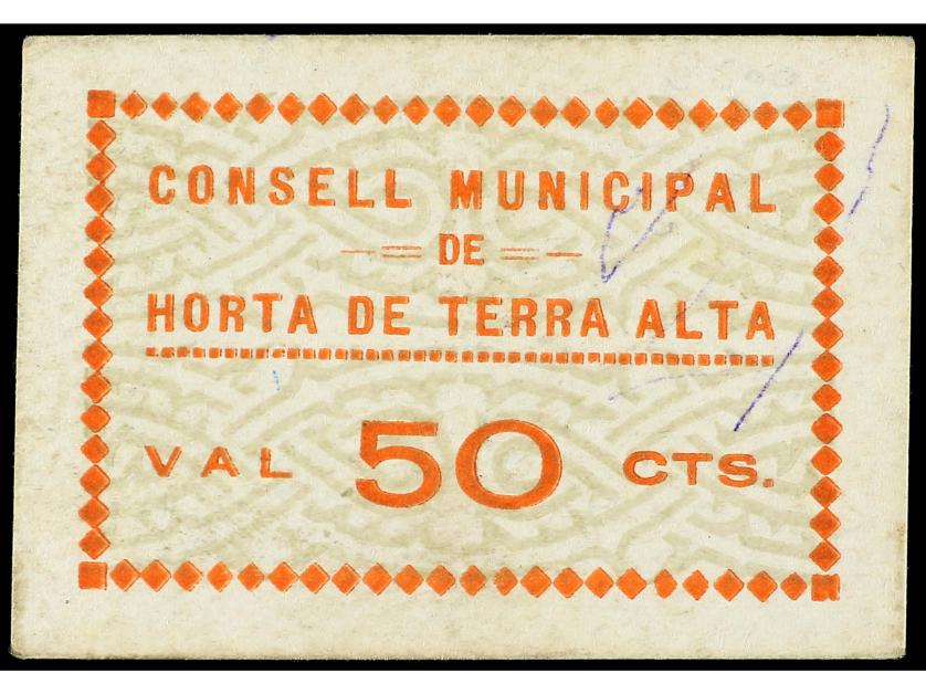 CATALUNYA. 50 Cèntims. C.M. d&#39; HORTA DE TERRA ALTA. Cartón. 