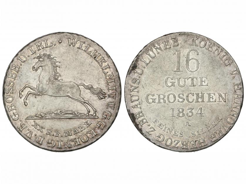 ESTADOS ALEMANES. 16 Gute Groshen. 1834-A. HANNOVER. 11,67 g