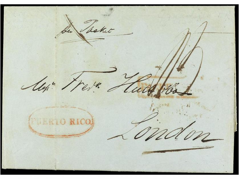 ✉ PUERTO RICO. 1841. AGUADILLA a LONDRES. Marca PUERTO RICO 