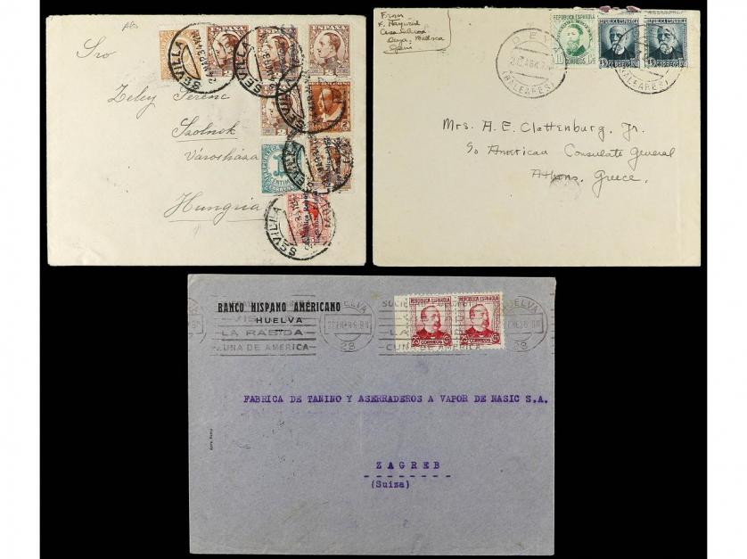 ✉ ESPAÑA. 1931-36. Conjunto de cinco cartas dirigidas a Hung