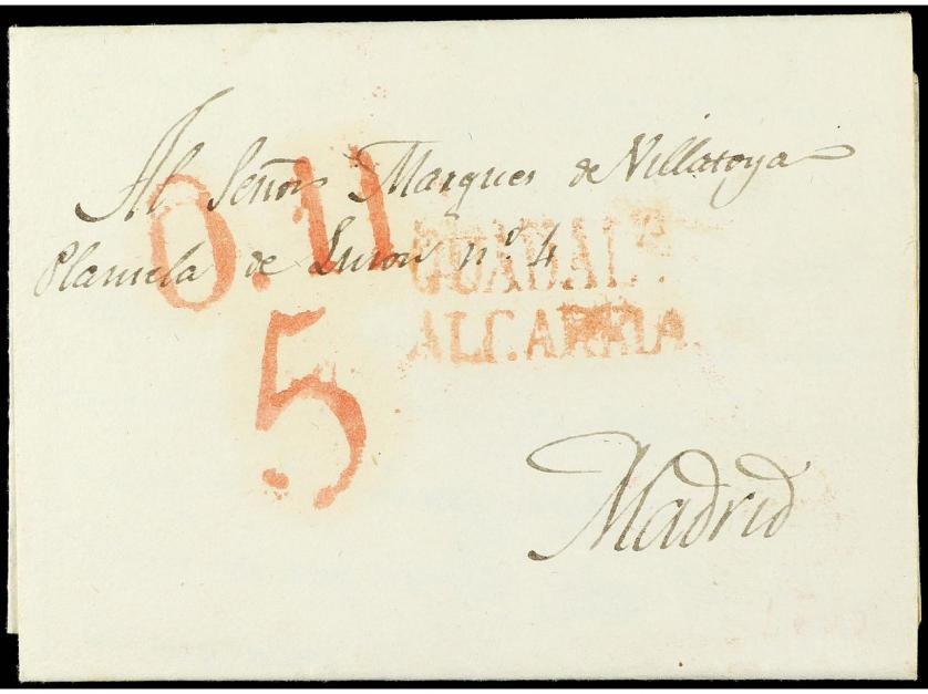 ✉ ESPAÑA: PREFILATELIA. 1831 (10 Oct.). GUADALAJARA. SOBRESC