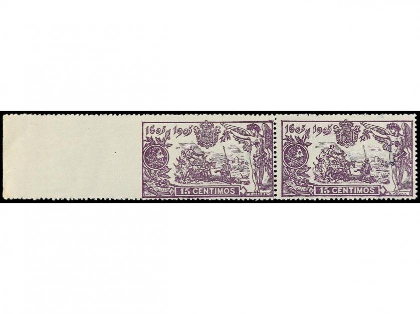 ** ESPAÑA. Ed. 259smi. 15 cts. violeta. Pareja, un sello SIN