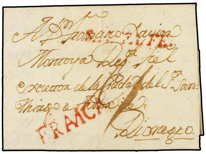 ✉ COLOMBIA. 1786 (31 Marzo). SANTA FE a RÍO NEGRO. Carta com
