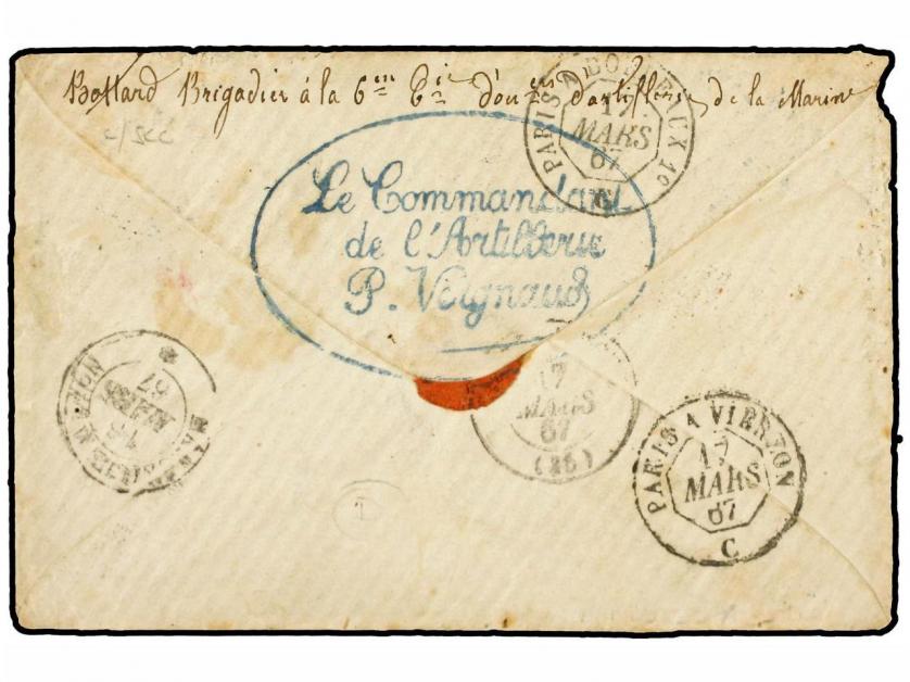 ✉ REUNION. Ce. 4. 1867 (Feb 19). Cover to FRANCE via SUEZ, f